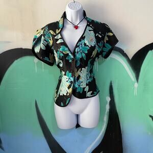 Vintage chinese style floral tie back top
